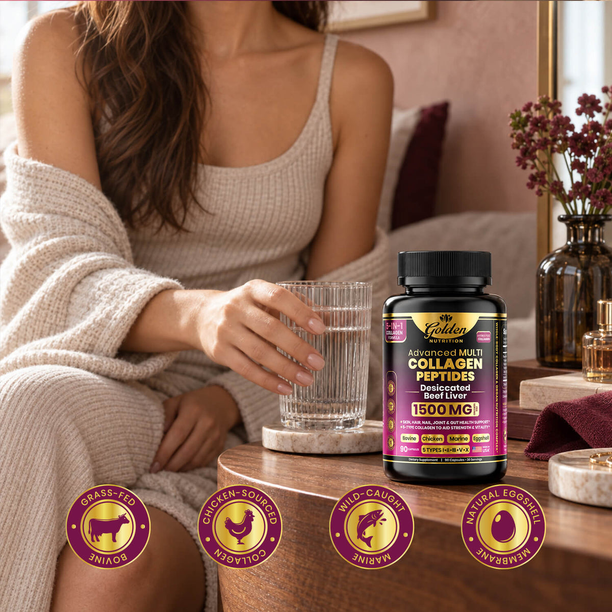 Golden Nutrition Multi Collagen Peptides – 5 Types of Collagen for Hair, Skin, Nails & Joint Support