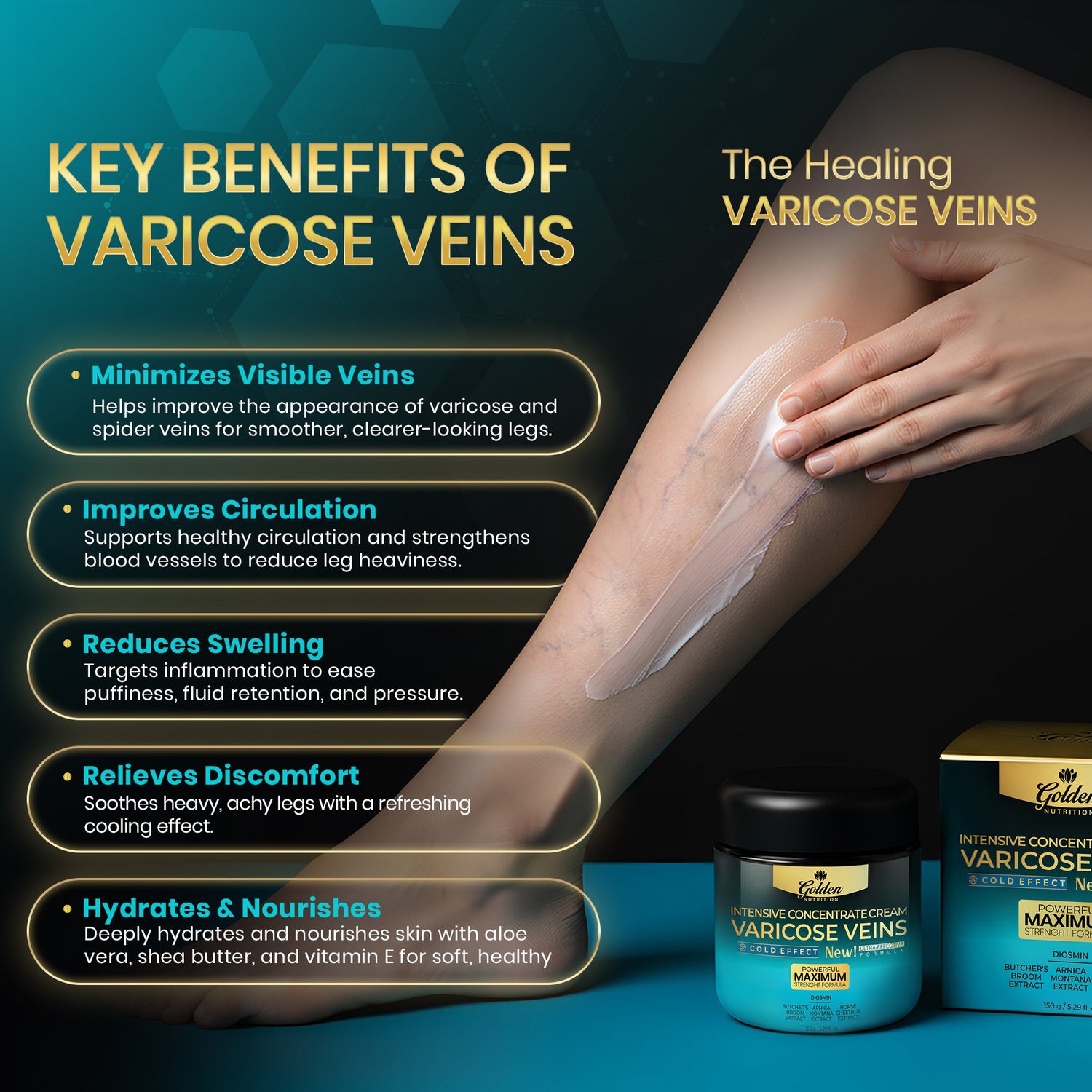 Golden Nutrition Varicose Veins Maximum Strength Cream – Cold Effect
