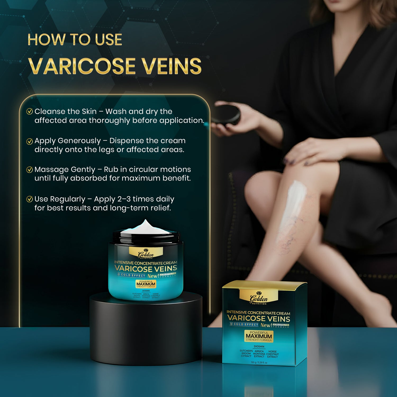 Golden Nutrition Varicose Veins Maximum Strength Cream – Cold Effect