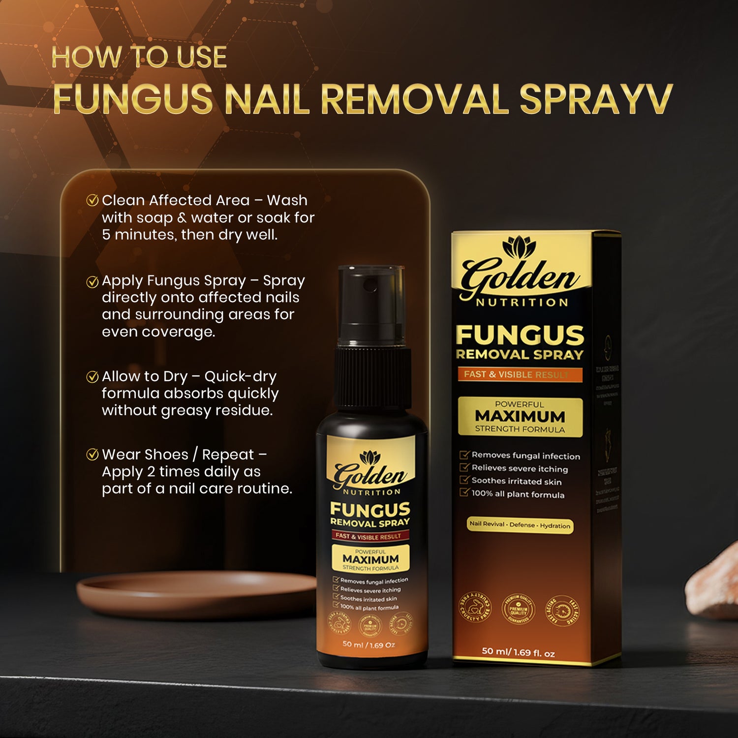 Golden Nutrition® Powerful Maximum Strength Fungus Removal Spray