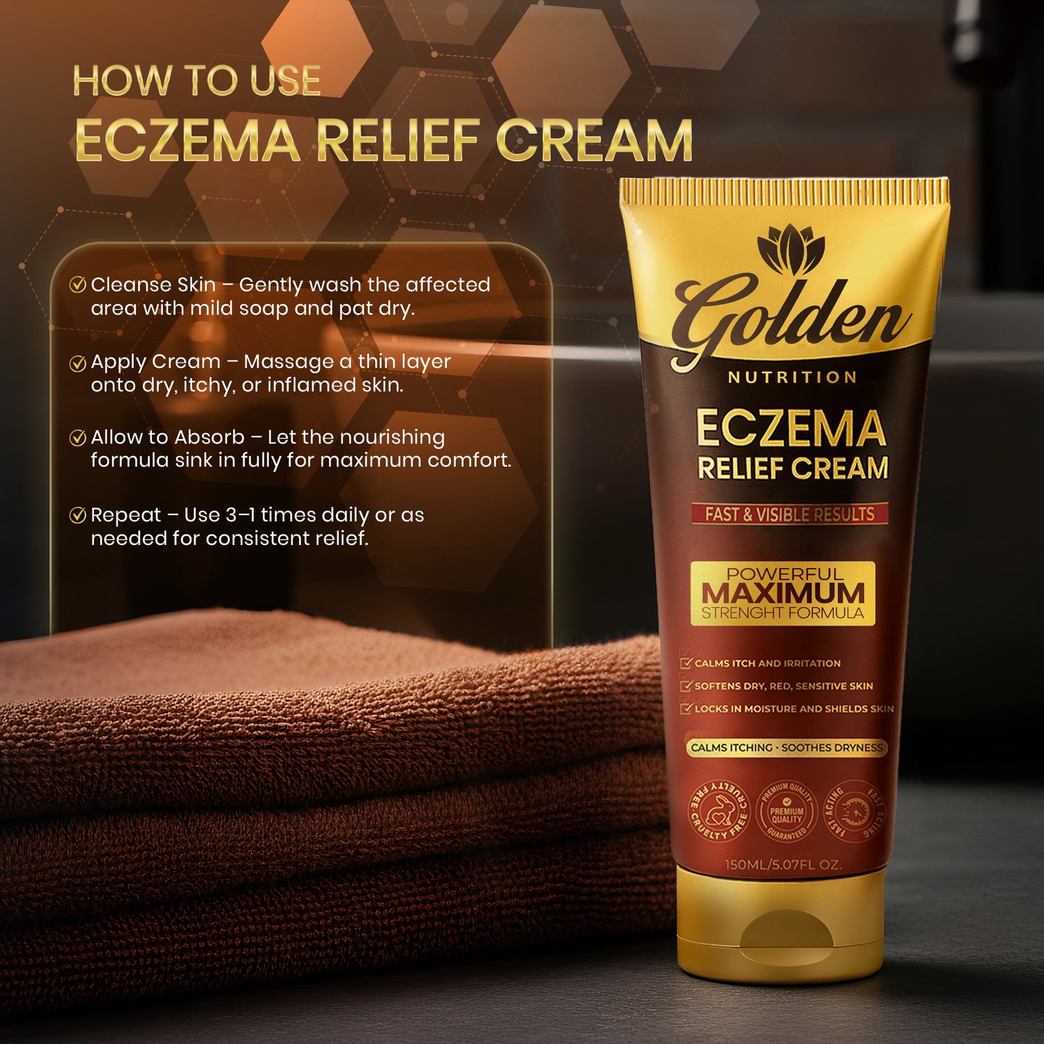 Golden Nutrition® Powerful Maximum Strength Eczema Relief Cream