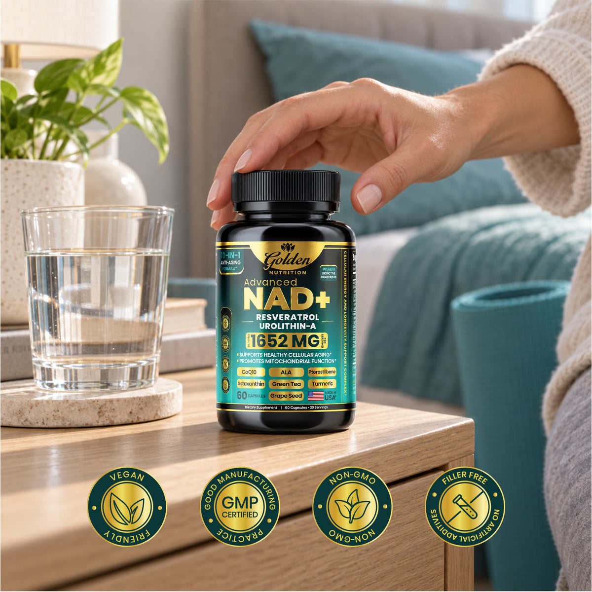 Golden Nutrition Maximum Strength NAD+ Supplement – Advanced Cellular Energy & Healthy Aging Support