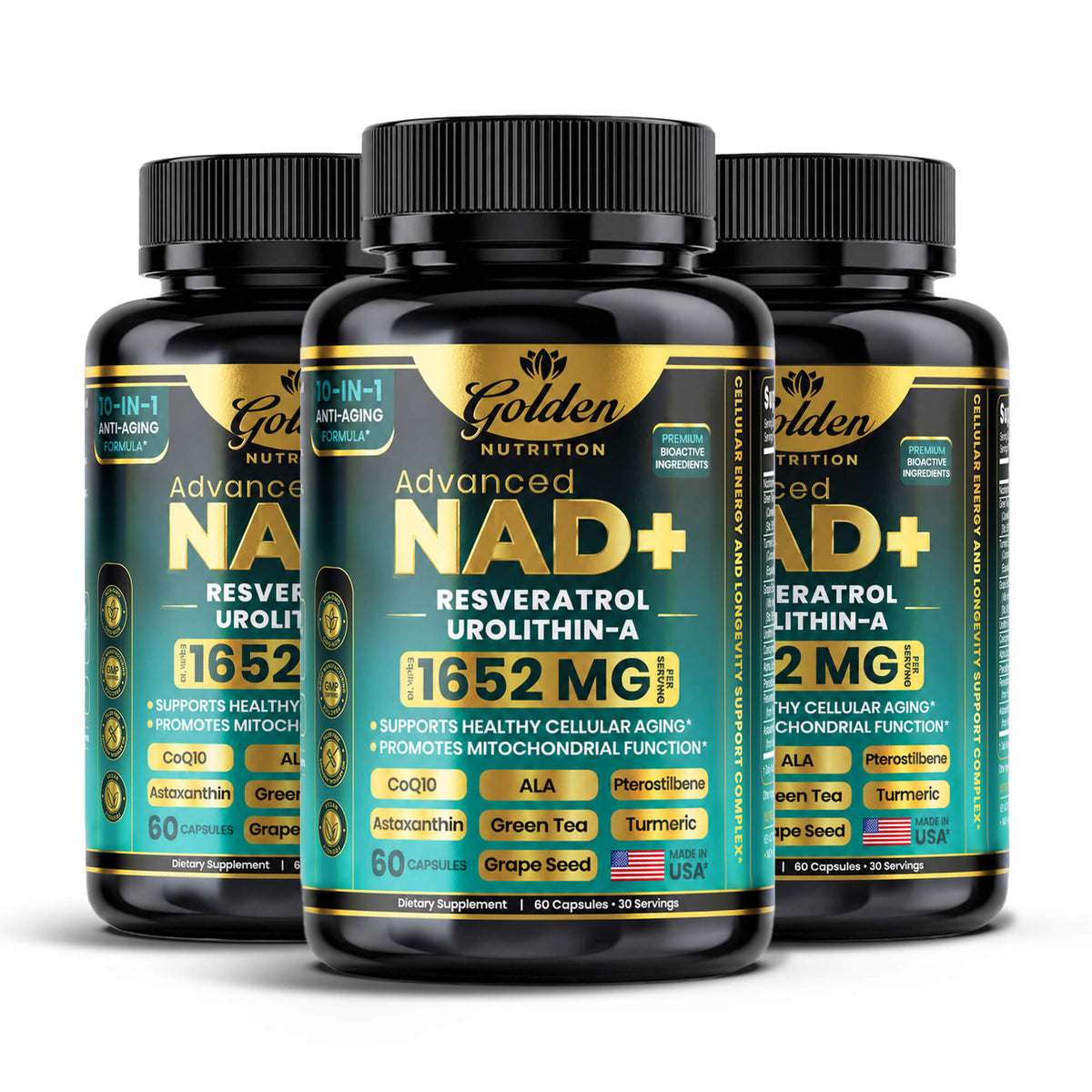 Golden Nutrition Maximum Strength NAD+ Supplement – Advanced Cellular Energy & Healthy Aging Support