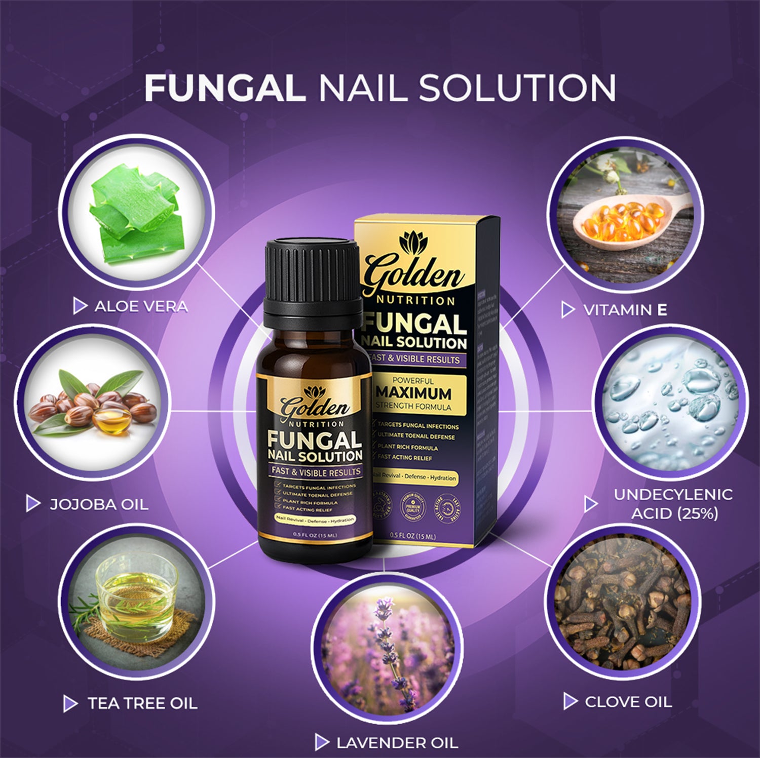 Golden Nutrition Fungal Nail Solution – Maximum Strength Formula (15ml)