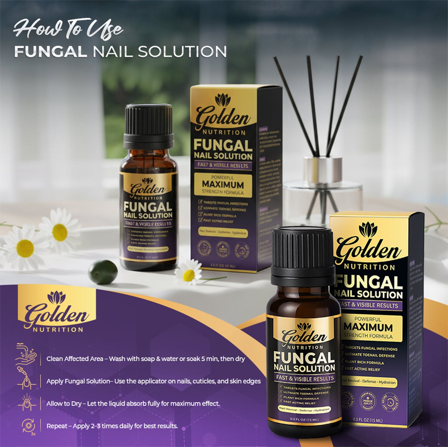 Golden Nutrition Fungal Nail Solution – Maximum Strength Formula (15ml)